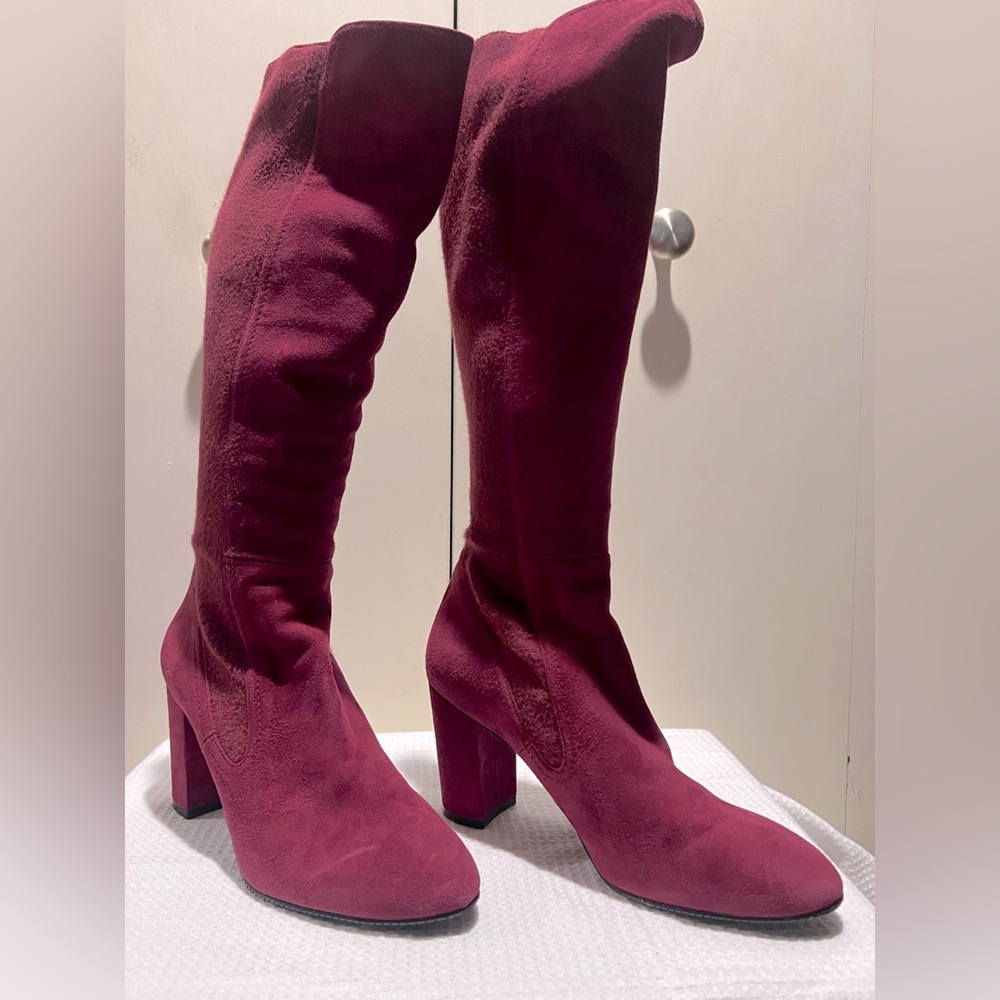 Suede Heeled Knee-Length Boots